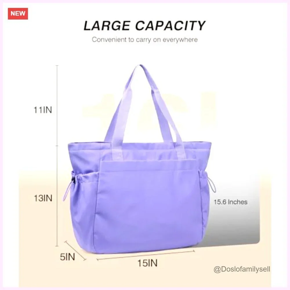 Large Lightweight Tote Bag with Zipper Compartments for Work Travel Gym